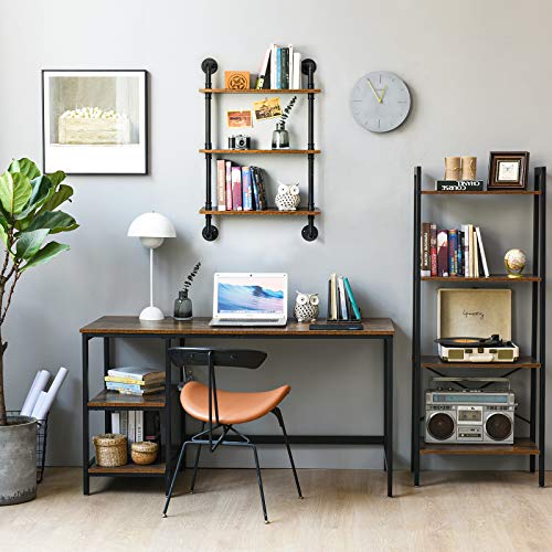 IBUYKE 3-Tiers Industrial Pipe Shelves, Pipe Floating Shelves RF-TM003 | Rustic Wall Mount Bookcase,Metal Bracket Storage Wall Shelf for Bedroom, Kitchen - size: 3 Tier