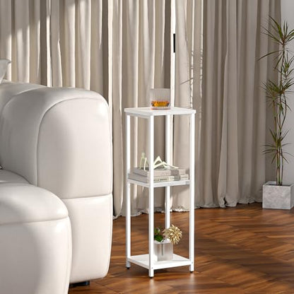 10" Wide Square Drink Table with Adjustable Feet - 3-Tier Small Side Table for Apartments, Balcony & Office | Space-Saving, Lightweight & Multi-Functional (Plants, Books, Drinks, White) - color: White, size: 3-Tier-10"wide