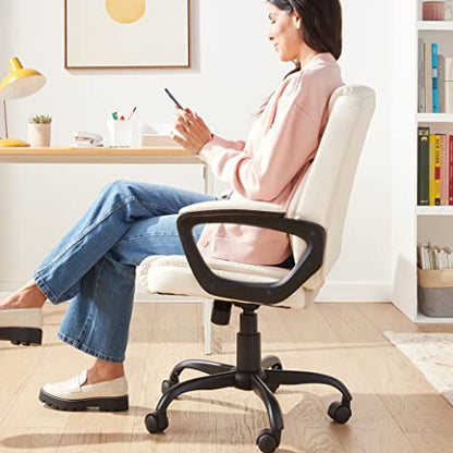 Amazon Basics Classic Puresoft PU Padded Mid-Back Office Chair with Armrest, Height Adjustable, Easy to Assemble, 26"D x 23.75"W x 42"H, Cream - color: Cream