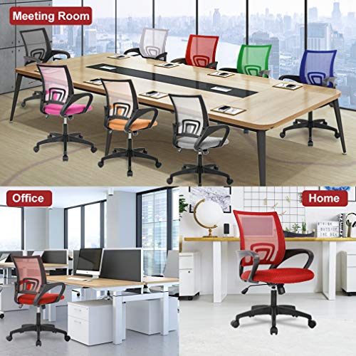 BestOffice Ergonomic Office Chair | Mid-Back Swivel Desk Chair | Red | with Lumbar Support, Adjustable Height & Breathable Backrest | Sponge Seat & Rolling Wheels | for Home, Office | Pack of 1 - color: Red, style: pack of 1