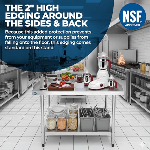 NSF Certified 18 Gauge Heavy Duty Stainless Steel Equipment Grill Stand with Undershelf for Kitchens, Utility Rooms, Caterers & Auto (72" x 24") - size: 72" x 24"