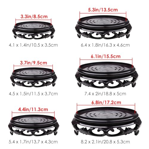 2Pcs Plant Stand 6.8in Round Riser Flower Pot Display Pedestal | Plastic Plant Rack Holder Planter Tray Oriental Style for Vase Bonsai Stone Furniture - size: 6.8in