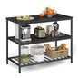 VASAGLE Kitchen Island with 3 Shelves, 47.2 Inches Width Kitchen Shelf with Large Worktop, Stable Steel Structure, Industrial, Easy to Assemble, Ebonised Oak and Black UKKI001B42 - color: Ebonised Oak + Black, size: 47.2"W x 35.4"H, style: without Power O