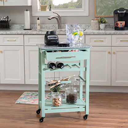 Linon Kitchen Island, Green, 15.75 x 22.83 x 33.86 Inches - color: Green and Granite, style: Whitney