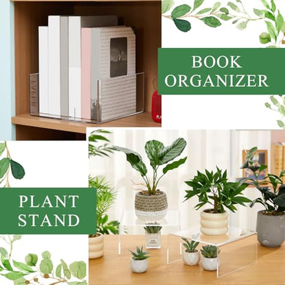 RattanView 2 Pcs 9 x 9 Inch Large Acrylic Risers Display Stands 5 mm Thick Acrylic Shelf Riser Showcase for Collectibles Jewelry Cupcakes Food Figures Perfume Cabinet (Clear) - color: Clear, size: 9 x 9 Inch, 5 mm