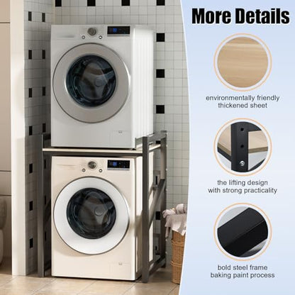 Washer Dryer Stacking Rack Stand, 660lbs Capacity Heavy Duty Washing Machine Storage Utility Rack with Countertop, Height Adjustable Washing Machine Shelf for Laundry Rooms Bathrooms