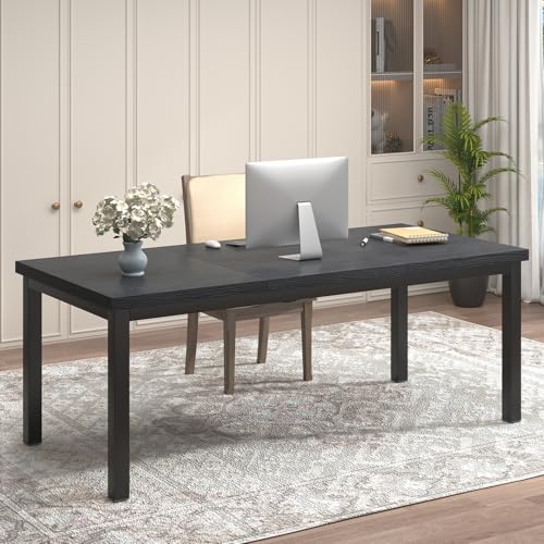 63 x 31 Inch Large Computer Desk, Modern Office Desk with Adjustable Feet, Gaming Desk with Deep Desktop, Study Writing Table for Home Office, Work from Home, Easy Assembly, Black - color: Black, size: 63x31.5inch
