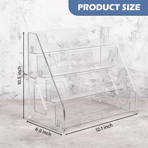 CELSOL 2 Pack Upgraded 4 Tier Acrylic Card Display Stand, Clear Display for Greeting Cards, Sports Cards, Postcards, Stickers & Brochures, Easy Snap-On, Increased Height & Thickness for Better Presentation (4 Tier 2 Pack) - size: 4 Tier 2 Pack