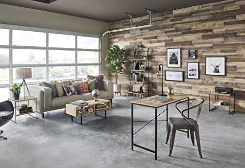 ClosetMaid Writing Desk or Console Table for Office, Entryway or Living Room, Industrial Modern Design, Wood with Black Metal Frame, Natural Finish - color: Natural