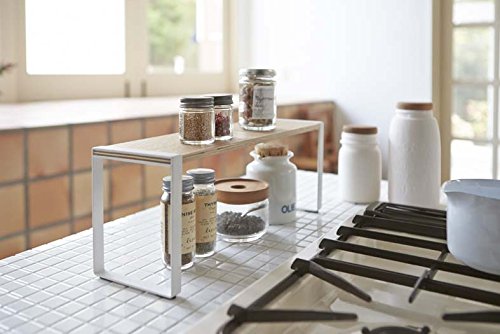 YAMAZAKI Home Kitchen Rack - Counter Storage Shelf Organizer Steel + WoodWhite