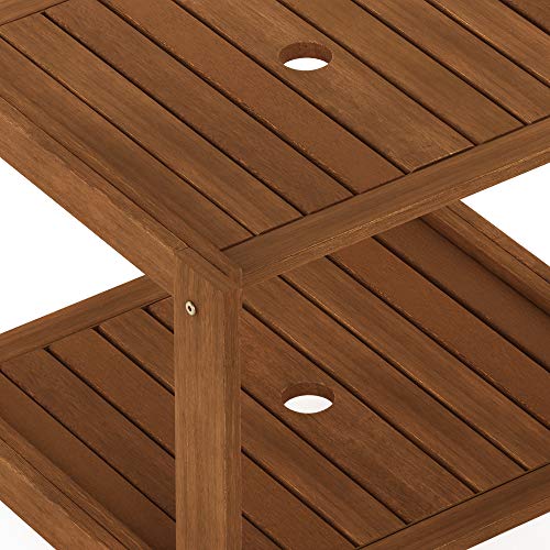 Furinno FG19840T Tioman Hardwood Mississippi Side Table, Natural - color: Natural, size: 18.9"D x 20.5"W x 17.9"H (2 tier)