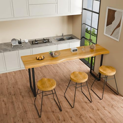 Space-Saving 55'' Industrial Bar Table: Narrow Counter-Height Wood Console for Behind Couch, Modern Kitchen & Living Room Pub Table - size: 55.1IN/140CM