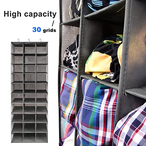 Libeder Hanging Closet Organizers - 30 Section Shoe Shelves, Space Saving Shoe Holder Grey - color: Grey, size: 30 Sections