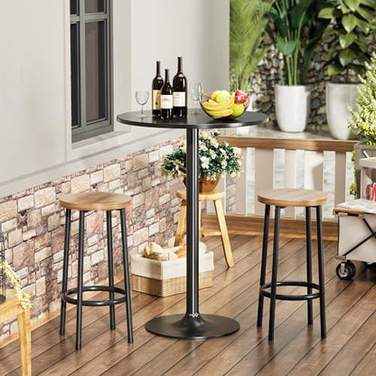 Shahoo Round Bar Table, Cocktail Table with Metal Base & MDF Top, Counter Height Pub Table for Dining Room, Living Room, Kitchen, Bar, Pub, Cafe, Black - color: Black, style: Basic