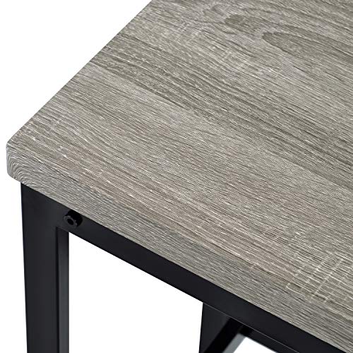 4-Piece Counter Height Extra Long Dining Table Set, Bar Table Set with 3 Stools, Side Table with Footrest Pub Kitchen Set (Gray) - color: Grey