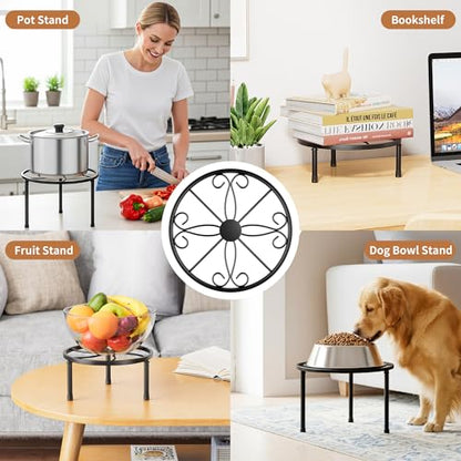 5 Pack Black Metal Plant Stand w/ Wide Trays Indoor Outdoor(BlackS) - color: BlackS