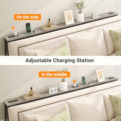 ELYKEN 39.4'' Narrow Console Table with Outlet, Sofa Table Behind Couch | Skinny Entryway Tables with Charging Station for Living Room, Hallway, 5.9 x 39.4 x 29.5in, Gray - color: Grey, size: 5.9"DX39.4"WX29.5"H