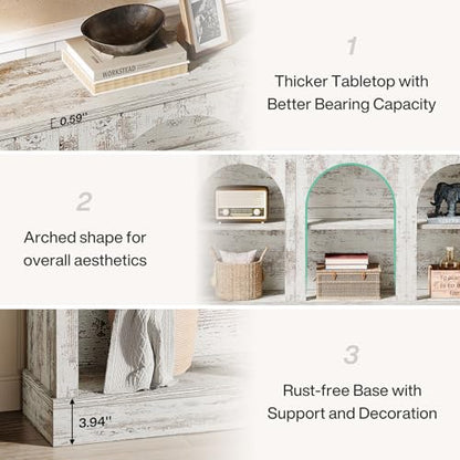 Tribesigns Farmhouse Console Table, 63-Inch Long Entryway Table with 3 Tier Storage, Wooden Rectangular Sofa Table Behind The Couch for Entrance, Hallway, Living Room, Distressed White - color: Distressed White