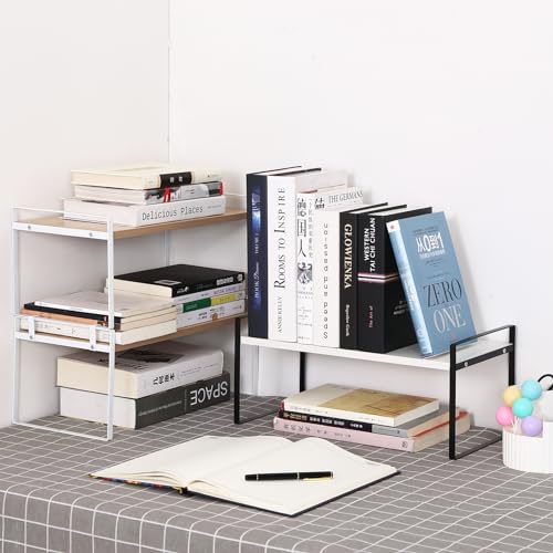 YGYQZ Desk Shelf Organizer for Top of Desk, 1-Tier Desktop Bookshelf, Black & White - color: 1-tier Black/White