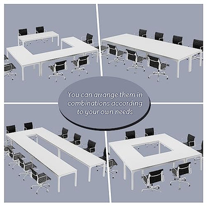 Tribesigns 6.5 FT Conference Room Table, 78.74" W x 27.56" D Large Office Conference Table, Modern Seminar Meeting Table Desk for Boardroom, Meeting Room (1, White) - color: White