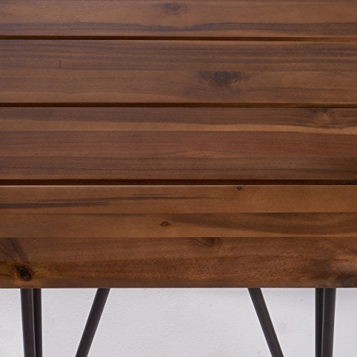 Christopher Knight Home Geania Indoor Industrial Acacia Wood Side Table, Teak Finish With Rustic Metal