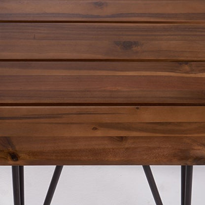 Christopher Knight Home Geania Indoor Industrial Acacia Wood Side Table, Teak Finish With Rustic Metal