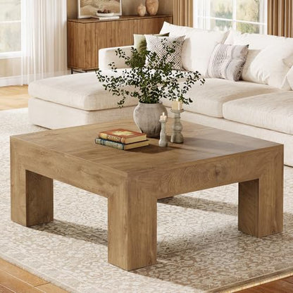 Tribesigns 39.4-Inch Square Coffee Table for Living Room, Farmhouse All MDF Center Cocktail Tea Table with Sturdy Wooden Legs, Easy Assembly, Yellow Brown - color: Yellow Brown