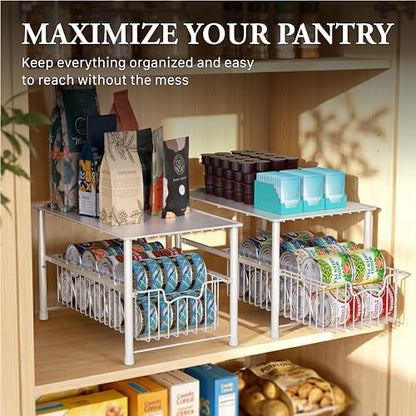 Simple Houseware Stackable Under Sink Cabinet Sliding Basket Organizer Drawer, White - color: White
