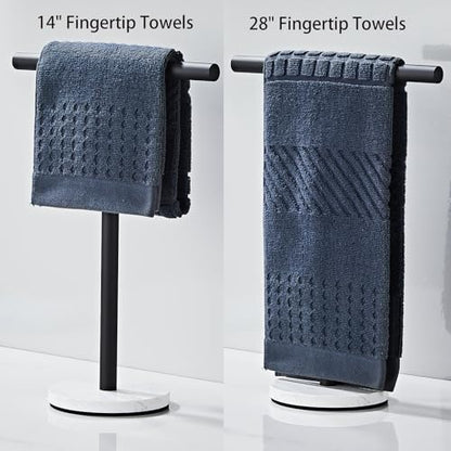 Hand Towel Holder, 15 Inch T-Shape Freestanding Towel Rack Stand for Bathroom & Kitchen Countertop with Matte Black Finish and Marble Base - color: Matte Black