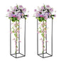 Black Tall Plant Stand: 39.4in, With Metal Panel, Packs of 2 | Columnar Cube Shape, Easy to Assembly, Flowers Cakes Drinks Display Table Centerpieces for Wedding Party Event - color: Black-2PSC, size: 39.4 inches - 2 Pcs