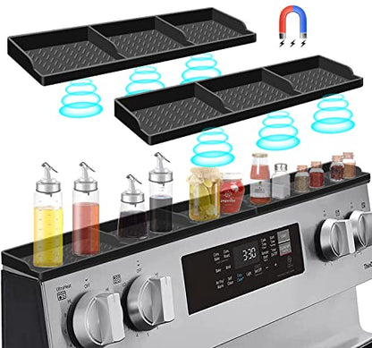 Hydream Stove Top for Silicone Shelf,30 Inch Magnetic Shelf Over the Stove Spice Rack,Kitchen Organizer Magnet Above Stovetop Back of Flat Storage Suctioned-Black - color: Black