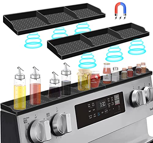 Hydream Stove Top for Silicone Shelf,30 Inch Magnetic Shelf Over the Stove Spice Rack,Kitchen Organizer Magnet Above Stovetop Back of Flat Storage Suctioned-Black - color: Black