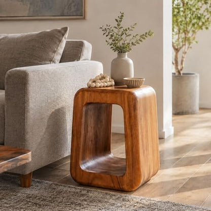 Rutledge & King Wooden End Table - Unique Wooden Side Table - Mid Century Side Table - Saur Wood Decor - Small Accent Table - Mid Century Modern - color: Natural, style: Mazelle