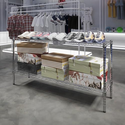 14" Deep x 54" Wide x 27" Height Wire Shelving Kit | 2-Tier | NSF Commercial Storage Rack Unit - size: 14" Deep x 54" Wide