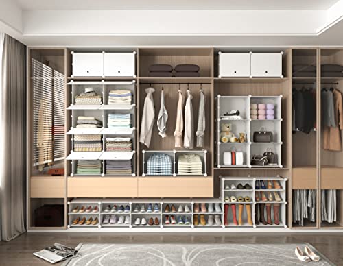 HOMIDEC Shoe Rack, 8 Tier Shoe Storage Cabinet 32 Pair Plastic Shoe Shelves Organizer for Closet Hallway Bedroom Entryway - color: White, style: 2 by 8