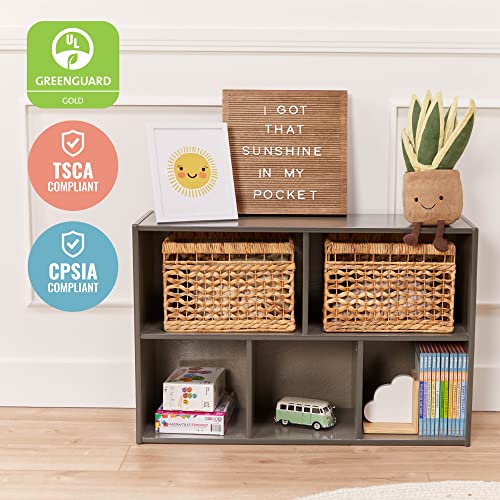 ECR4Kids Streamline 5-Compartment Single-Sided Storage Cabinet, 24in, Kids Furniture, Grey Wash - color: Grey Wash