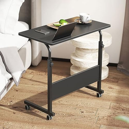 DlandHome Mobile Bed Table 31.5 Inch, Adjustable Side Table Laptop Computer Stand Desks with Tablet Slot Cart Tray Wheels,Black#2 - color: Black#2, size: 31.5 Inch