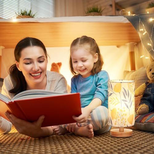 Fenmzee Ginkgo Table Lamp for Bedroom - Inline Control, Small Bedside Lamp with 3000K A15 LED Blub, Easy Assembly (Ginkgo Cream Shade, 9" Inline Control) - color: Ginkgo Cream Shade