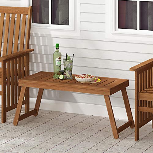 Furinno Tioman Outdoor Hardwood Coffee Folding Table, Natural - color: Natural, size: 17.8"D x 41"W x 16.9"H (folding)