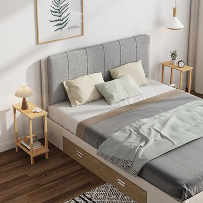TUTOTAK Small Side Table, Narrow End Table, Skinny Sofa Table, Slim Nightstand, Couch Table, Living Room, Bed Room, Natural TB01BN062 - color: Natural, size: 2-Tier（7.9"D x 15.8"W x 22.5"H）