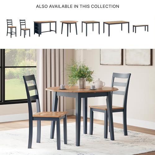 Signature Design by Ashley Gesthaven Solid Wood Frame Dining Chair, Set of 2, Blue/Natural - color: Light Brown & Blue