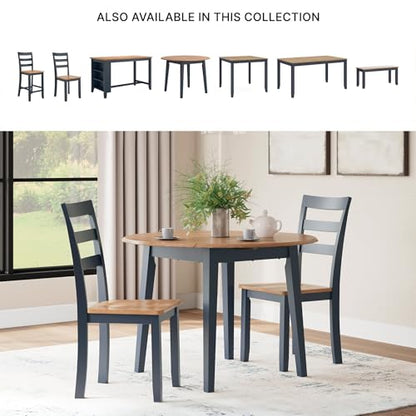 Signature Design by Ashley Gesthaven Solid Wood Frame Dining Chair, Set of 2, Blue/Natural - color: Light Brown & Blue