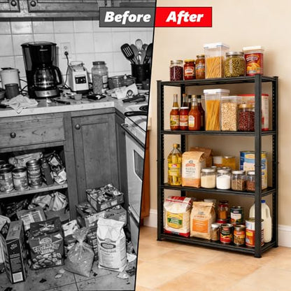 4 Tier Kitchen Storage Shelf, Kitchen Organizers Space Saving All Steel Freestanding Rack, Heavy Duty Metal Shelving Unit, Adjustable Open Shelf for Pantry Organizers and Storage. 54"H×23.6"W×13.8"D - size: 4 Tier 54"H×23.6"W×13.8"D