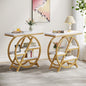 Tribesigns End Table Set of 2, Modern Faux Marble Side Table for Living Room, 3 Tier Narrow Sofa Side Table with Storage and Metal Frame, Nightstand and Bedside Table for Bedroom, Gold & White - color: White & Gold