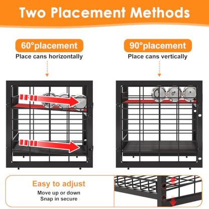 JKsmart 2-Tier Stackable Can Organizer, Extra-Long Can Rack for Pantry Storage, Adjustable Can Dispenser Holds Up to 64 Cans, 12mm Metal Frame, Super Sturdy Holders for Various Canned Food Soda-2 Pack - size: XL-(2 pack)