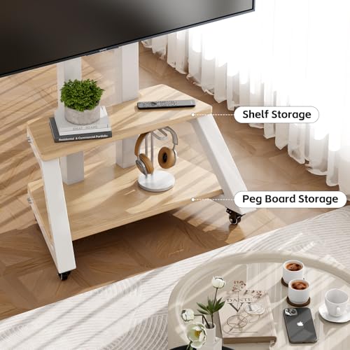 Mobile TV Stand Rolling TV Cart with Wheels for Most 32-86 Inch TV Stand with Double Wooden Shelf, Height Adjustable Heavy-Duty Holds up to 180lbs,Max VESA 600 * 450mm - style: Style 1