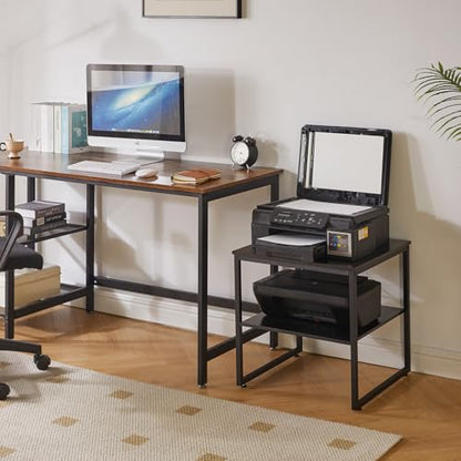 Aibiju Small Table Stand with Adjustable Storage Shelf 20 inch, Square Coffee Tea Table, Dorm Fridge Stand, Large Printer Stand Table for Office Black YD-TM153B - color: Black, style: Basic