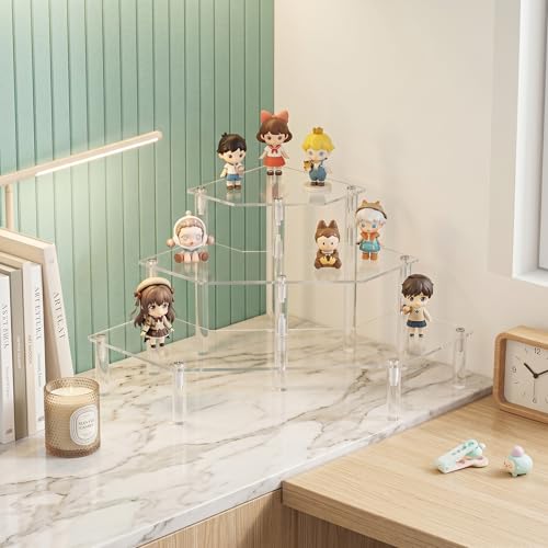 Gonice 3 Tier Acrylic Display Riser for Funko POP Figures, Diamond Shape Clear Display Stand for Makeup,Perfume and Dolls - size: 3 tier