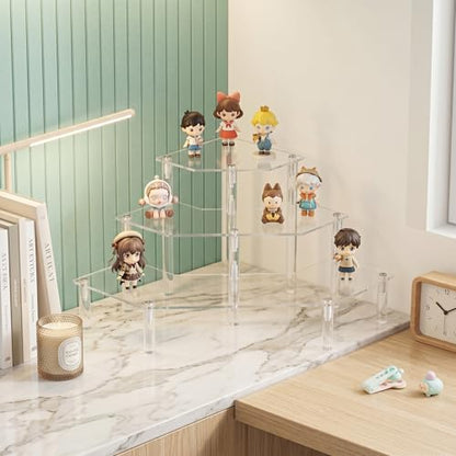Gonice 3 Tier Acrylic Display Riser for Funko POP Figures, Diamond Shape Clear Display Stand for Makeup,Perfume and Dolls - size: 3 tier