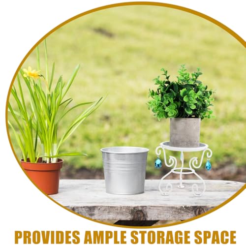 NUOBESTY Plant Pedestal Stand for Indoor/Outdoor Flower Pots Rack Holds White Iron Floor Plant Stand for Living Room and Home